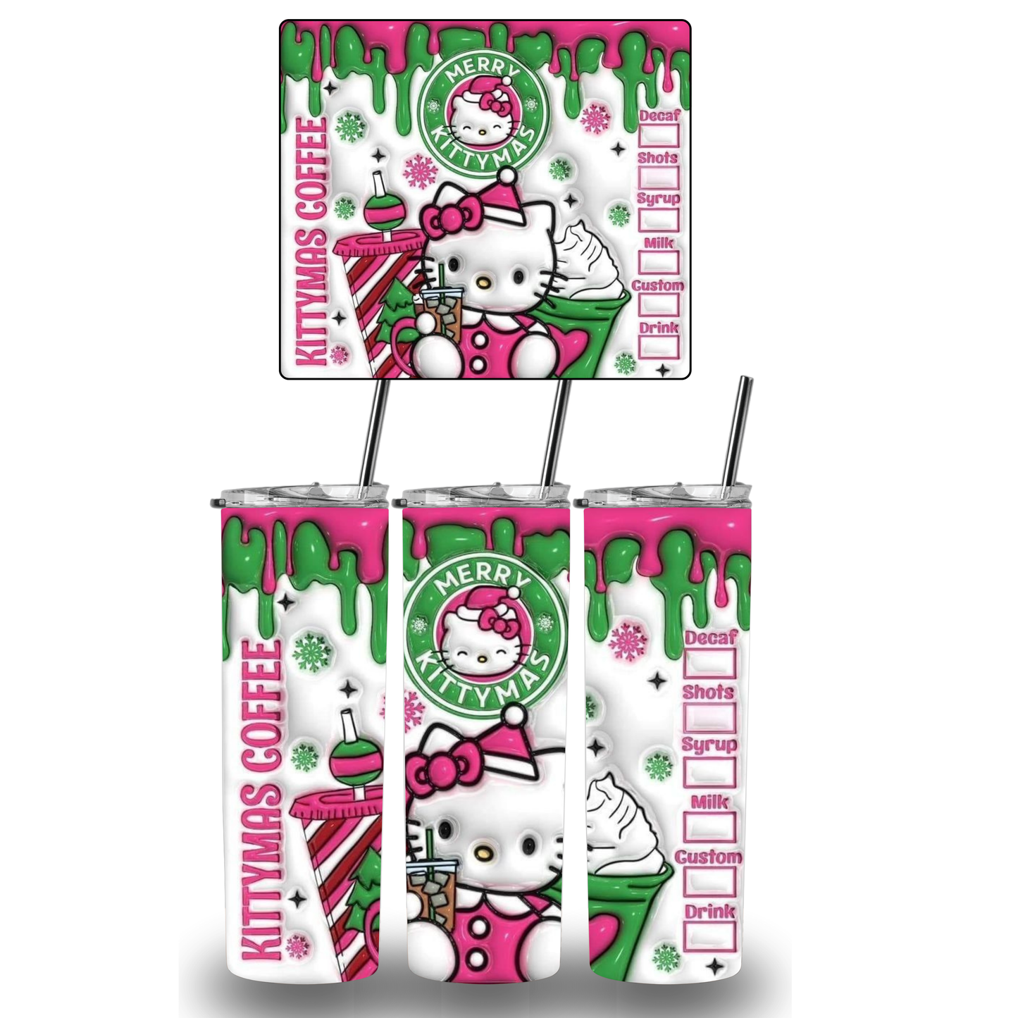 Kitty Christmas Starbucks 3D